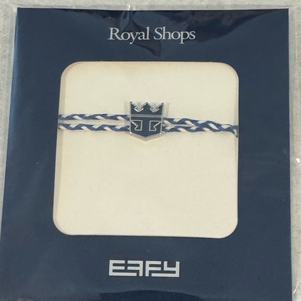 EFFY Blue & White Braided Bracelet with Royal Caribbean Crown Charm